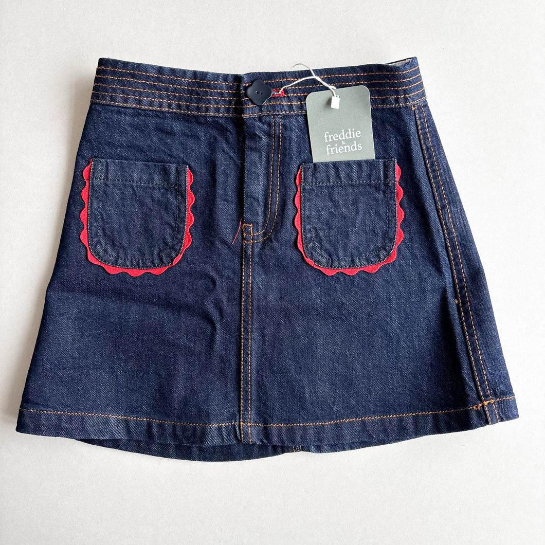 Zara Denim Skirt With Red Detail - 9 Years