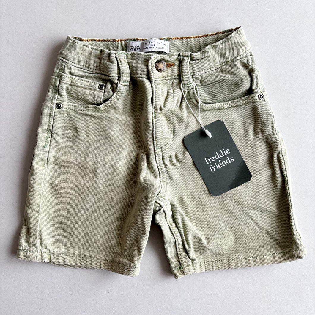 Zara Green Denim Shorts - 3-4 years