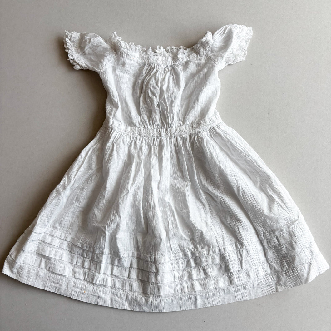 White Short Sleeve Dress - 1-2 years