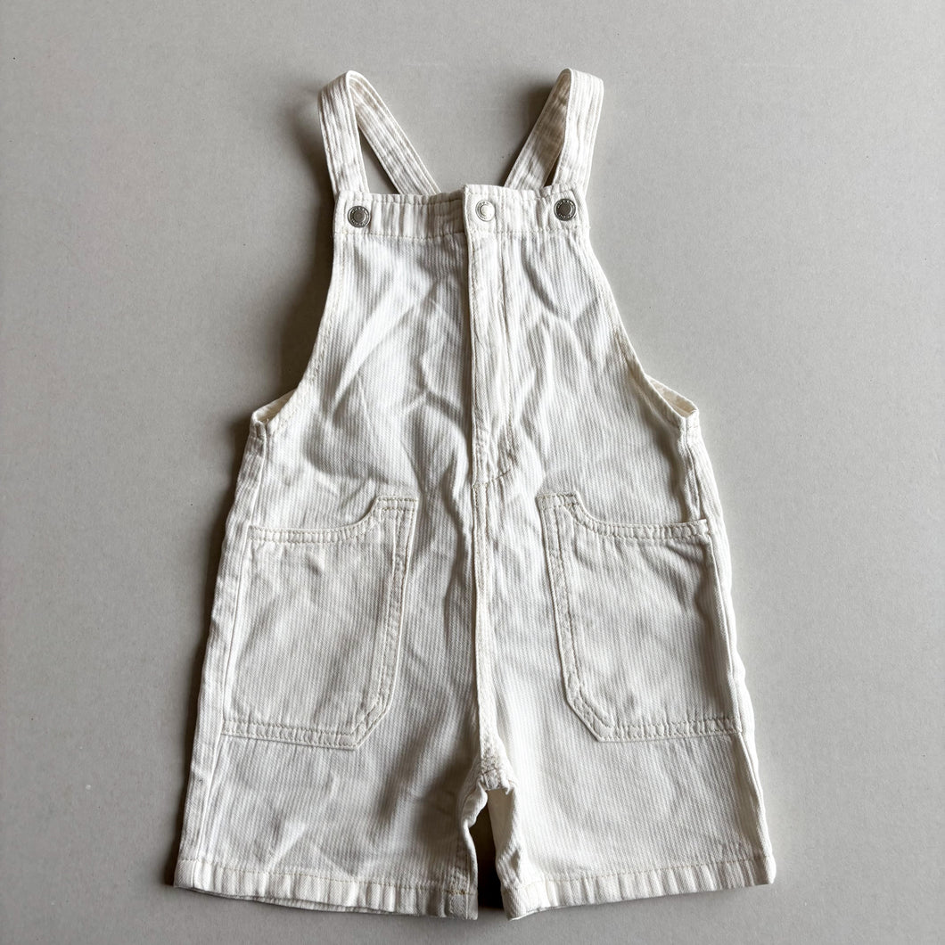 Zara White Short Dungarees - 2-3 years