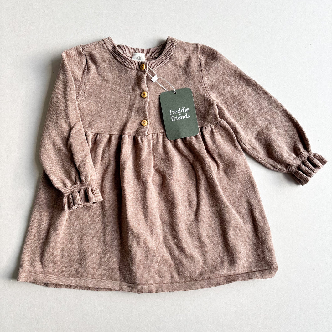 H&M Brown Long Sleeve Dress - 12-18 months