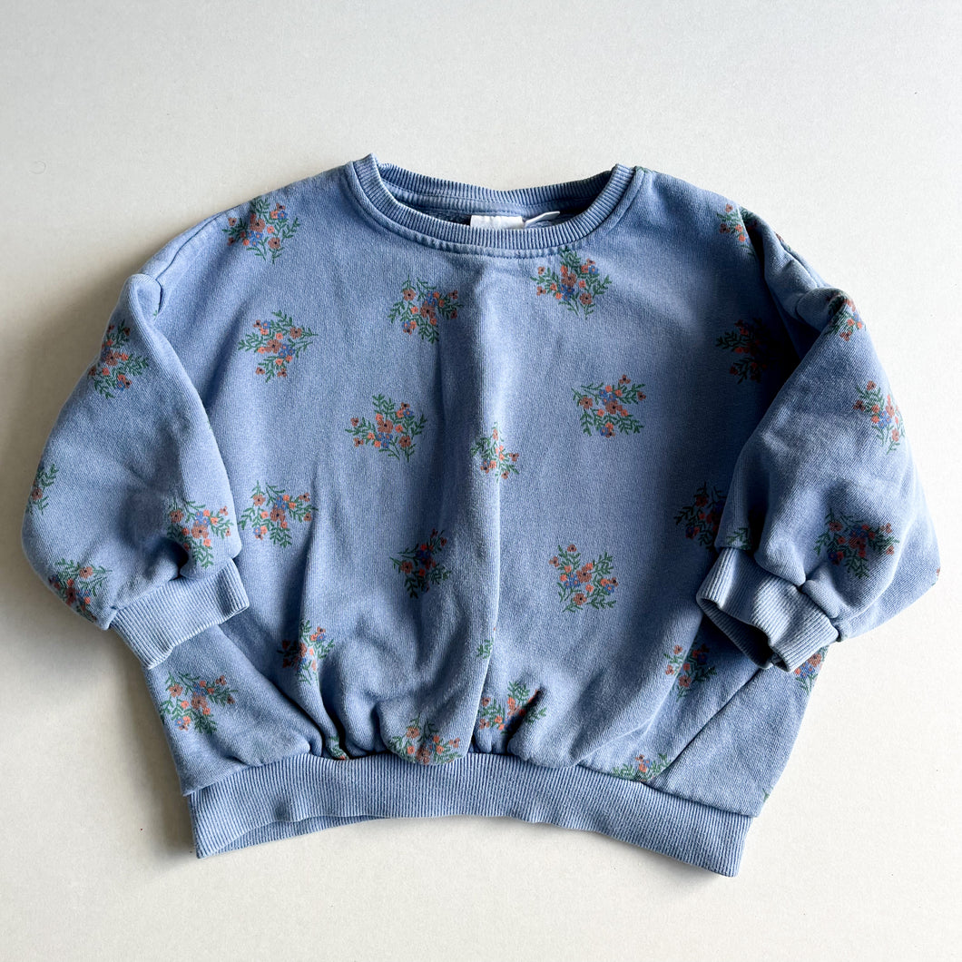 Zara Blue Floral Sweater - 3-4 years